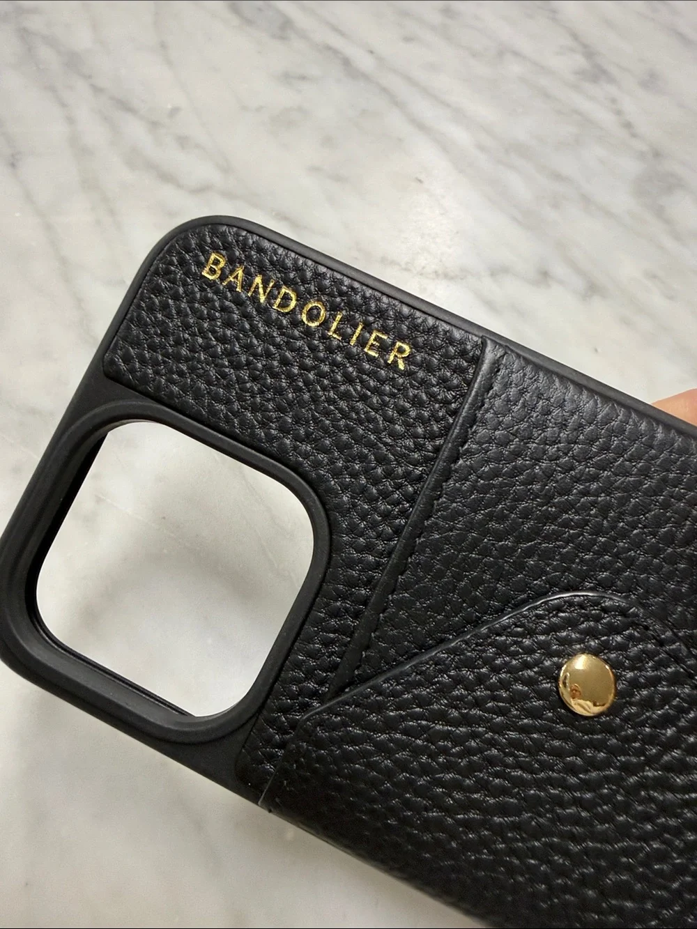 Bandolier Hailey Crossbody Phone Case in Black with Gold Hardware